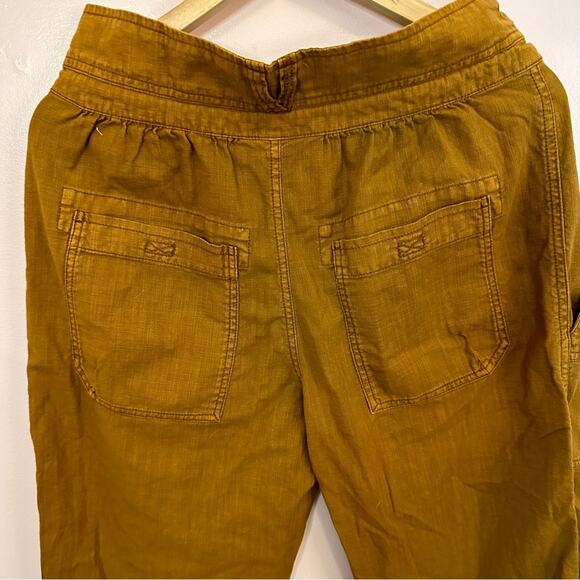 Free People Wide Leg Cotton Cargo Pants Brown Drawstring Waist 6 - Picture 5 of 8